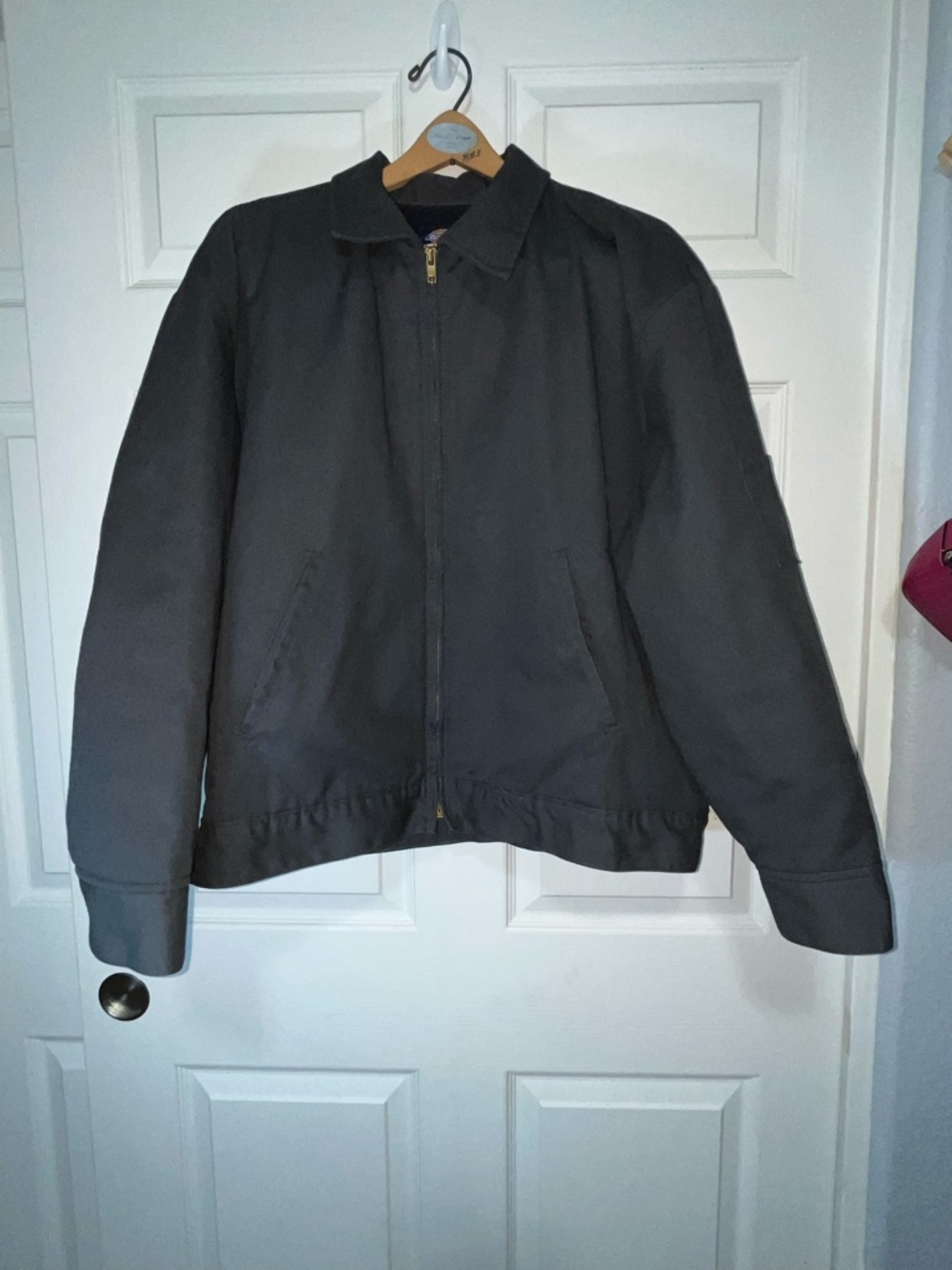 VTG Dickies Eisenhower Charcoal Canvas Zip Bomber Jacket with back tag